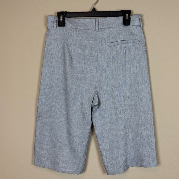 MaxMara SportMax Gray/Black Stretch Linen/Cotton Bermuda Capri Shorts - Picture 4 of 11